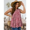 thumbnail image 2 of SHOWMALL Women's Plus Sleeveless Tunic Top Ripples Red 3X Summer T Shirts Floral Sleeveless Casual Loose Blouses, 2 of 9