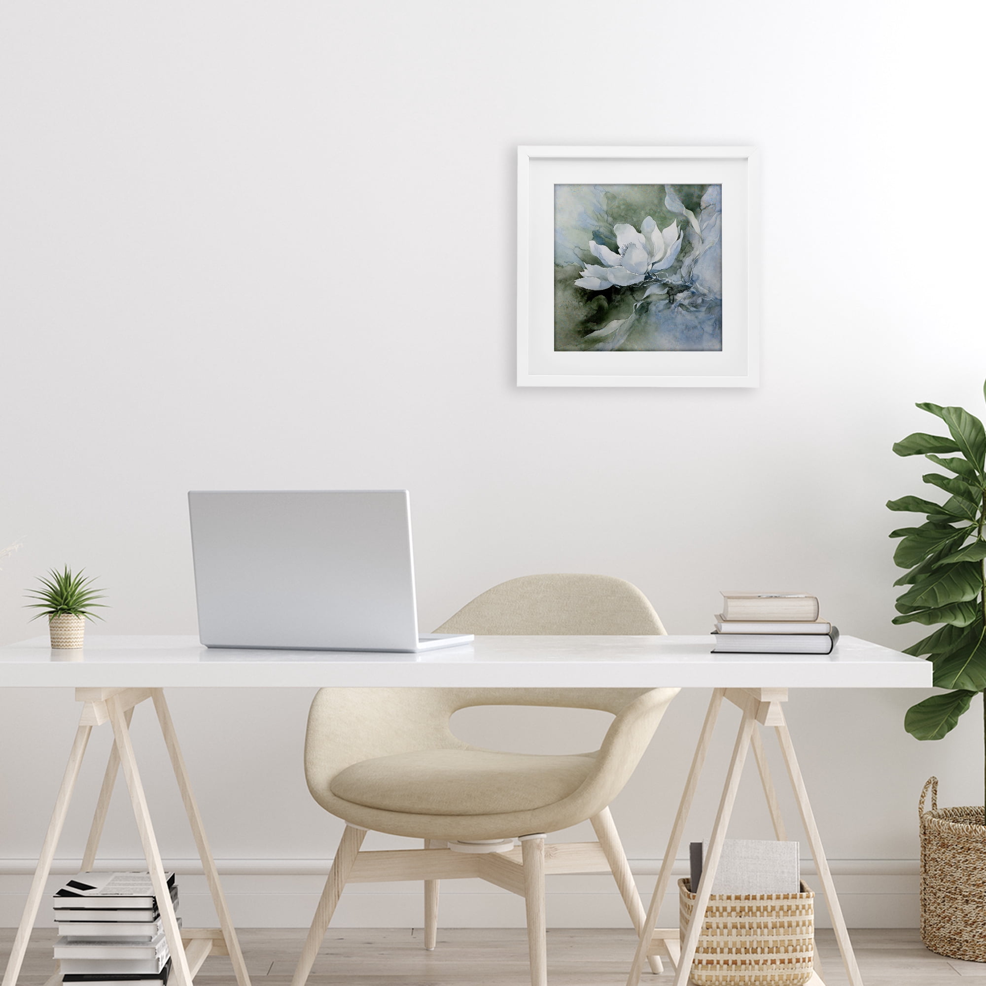Stupell Industries Fluid Whimsical Flower White Framed Print Under Glass, design by Svetlana Aleynikova
