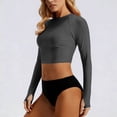 thumbnail image 4 of MGDXOX Women's 2 Piece Long Sleeve Rash Guard Swimsuit UPF 50+ Cropped Rashguard Top with High Waisted Bottom Athletic Swimwear for Surfing Diving Gray XL, 4 of 6