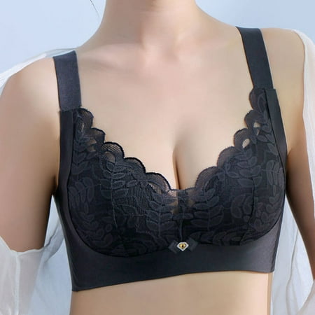 YEJIMAN Women Full Cup Thin Underwear Plus Size Wireless Sports Bra Bra Breast Cover Cup Large Size Vest Bras  Black Women Underwear Cotton  Lace Cotton Underwear For Women