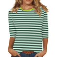 thumbnail image 2 of Women's T-Shirts Fashion Striped Elbow Length Loose Fit Crew Neck Comfortable Breathable Tshirt, 2 of 4