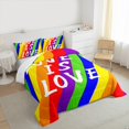 thumbnail image 3 of Manfei Rainbow Stripes Geometric Bedding Comforter Set, Cartoon Style Twin Comforter Sets, Love Is Love Bedding Set, Super Cozy Room Decor, 2-Piece, 3 of 8