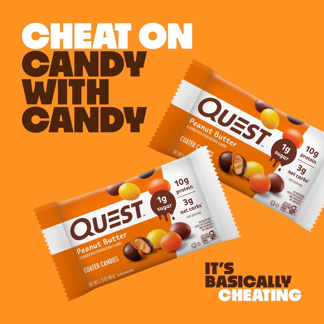 Quest Nutrition Peanut Butter Coated Candies, Peanut Butter Flavor, Low Sugar, Gluten Free, 4 Count
