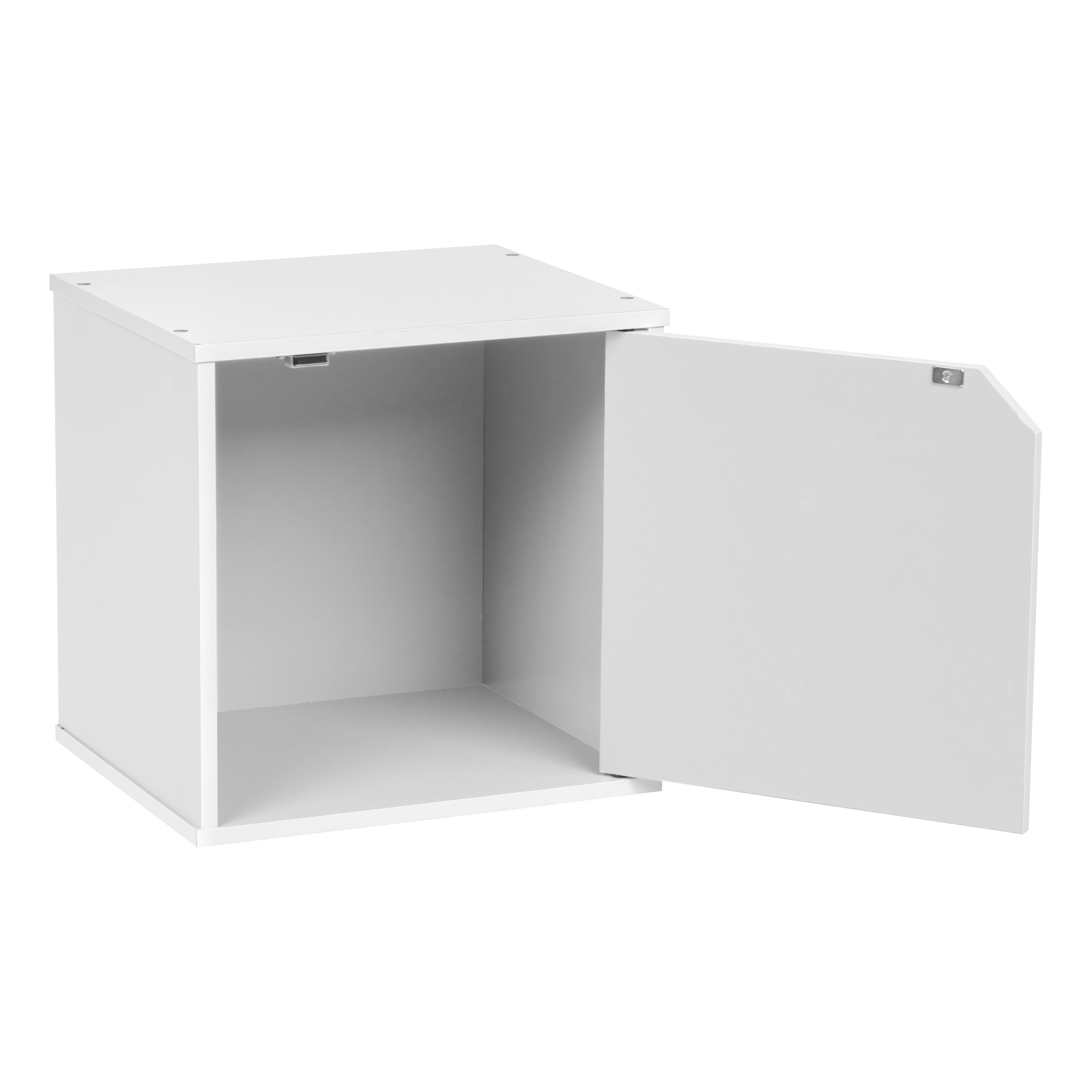 IRIS USA, BAKU Modular Wood Cube Box with Door, White