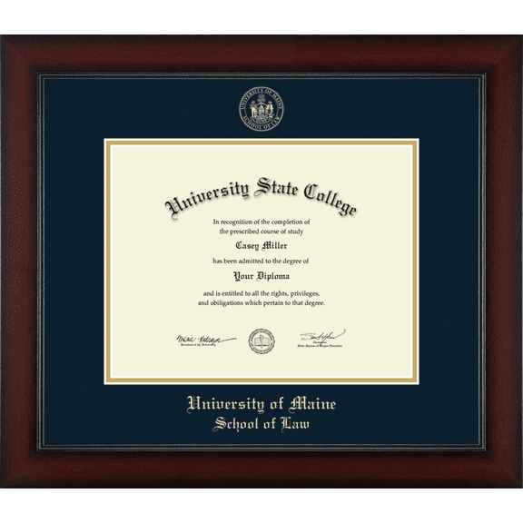 University of Southern Maine School of Law Diploma Frame, Document Size 11" x 8.5"
