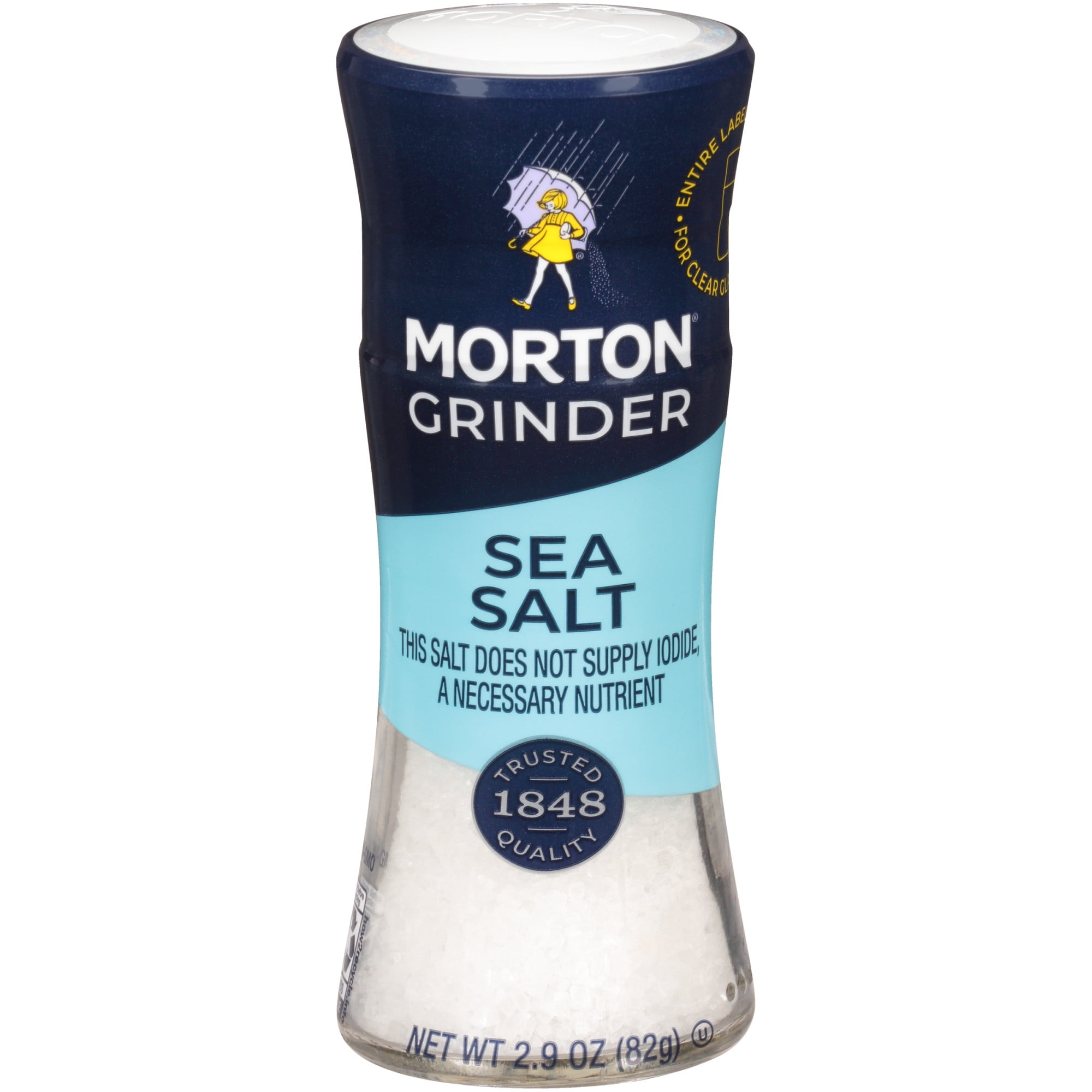Morton Sea Salt Grinder For Use While Cooking or at the Table, 2.9 OZ