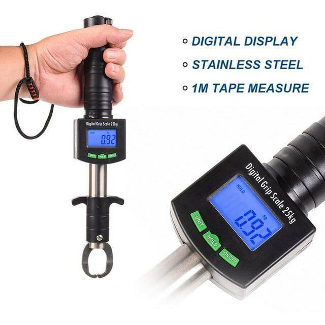 Digital Fish Lip Gripper 25Kg/55Lb Portable Electronic Control Fish Lip Tackle Grabber Tool Fishing Grip Holder Stainless Weight