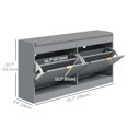 thumbnail image 3 of HOMCOM Shoe Bench with 2 Flip Drawers, Cushion, 8 Pairs for Entryway Grey, 3 of 10