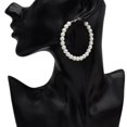 thumbnail image 2 of Big Round Earrings Imitation Pearl Hoop Statement Party Wedding Jewelry Round Geometric Dangle Ear Drop, 2 of 9
