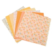 LAMIRO 7 pcs/set Quilting Fabric Bundles,Cotton Fat Quarters Printed Craft Fabric,25*25cm Precut Squares Sheets (Yellow)