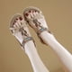 thumbnail image 4 of Sandalias planas para mujer Sandalias bohemias Cómodo tobillo elástico para vacaciones de fiesta, 4 of 8