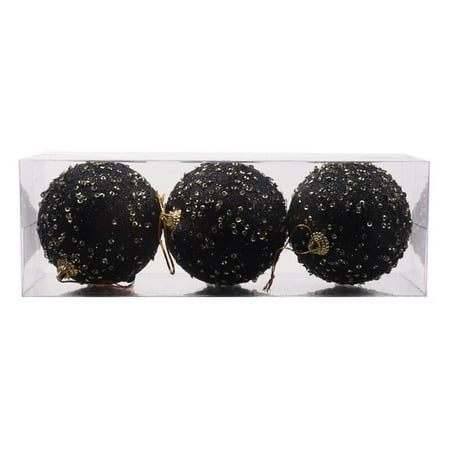 

HOVTOIL Christmas Balls 3/6Pcs Christmas Balls Sequins Hanging Foam Reusable Fabric Wrapped Pendants for Festival Party