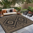 thumbnail image 5 of KUETH 5' x 8' Outdoor Rug Waterproof for Patio Carpet Plastic Reversible Straw Outdoor Rug for Camping Picnic Geometric Mat ,Black & Brown, 5 of 6