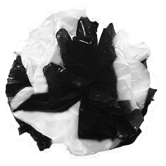 12 Plastic Flower Poms with Suction Cups Car/Limo Decoration Deco-Puffs - black and white mix