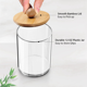 thumbnail image 4 of 2 x porta hisopos, organizador de baño, contenedores de almacenamiento, frascos de plástico transparente con tapas de bambú para bolas de algodón, 4 of 4