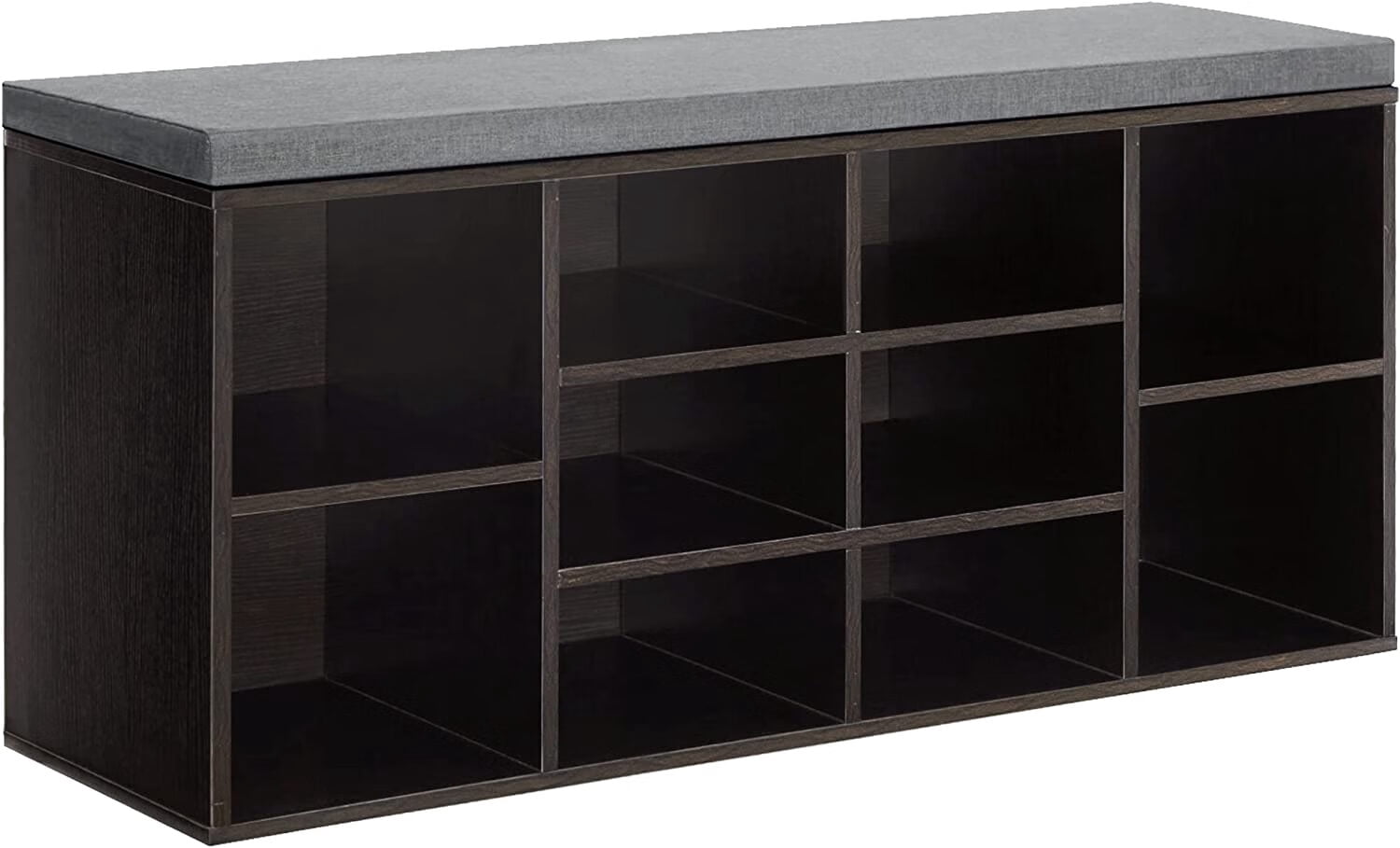 YRLLENSDAN 3 Tier Shoe Benches for Entryway, Small Shoe Bench Storage with Cushion Seat Shoe Cubby Storage with Bench Adjustable Shoe Rack Bench Shoe Organizer Wood Shoe Shelf for Living Room