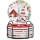 thumbnail image 1 of Posavasos de cerámica con forma de árbol de Navidad rojo: anima la decoración de tu mesa navideña con estos posavasos festivos y duraderos, 1 of 6