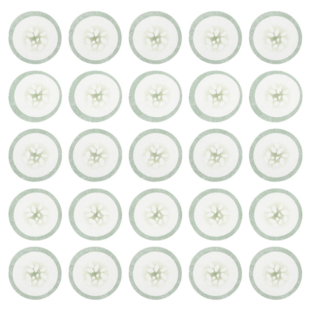 100 parches desechables para ojos con estampado creativo de pepino verde, paquete de parches circulares de tela no tejida (aprox. 6 x 6 cm) dispuestos en cuadrícula; colores surtidos, textura delgada y transpirable, uso único para cuidado e hidratación del contorno ocular, adecuados para spa casero y combinar con otros productos de belleza.