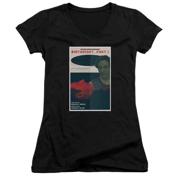 Star Trek Tng Season 6 Episode 16 Junior Women's V-Neck T-Shirt Black