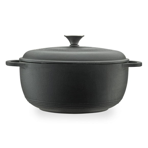 Mercer Culinary Horno holandés redondo de hierro fundido esmaltado, 6 cuartos de galón, negro mate