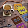 thumbnail image 3 of Inkdotpot Set of 6 Drink Coasters DecorativeNon,SlipCork Base4-inch Square PrintedCoastersEasy Clean- Tribal Animals, 3 of 8