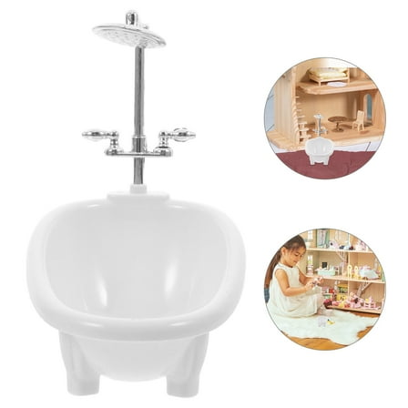 CIMAXIC 1Pack Miniature Bathtub ABS White for Children's Dollhouse