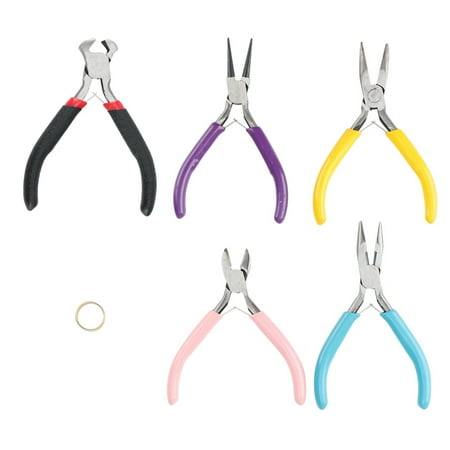

5 Pcs Jewelry Pliers Set Include Needle Nose Pliers/Round Nose Pliers/Chain Nose Pliers/Bent Nose Pliers/Zipper Pliers