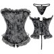 thumbnail image 1 of Latex Sexy Black Corset Top Gothic Steampunk Bustier 6xl Plus Size Women Mujer Corselet Overbust Waist Cincher Boned Corset 803, 1 of 5