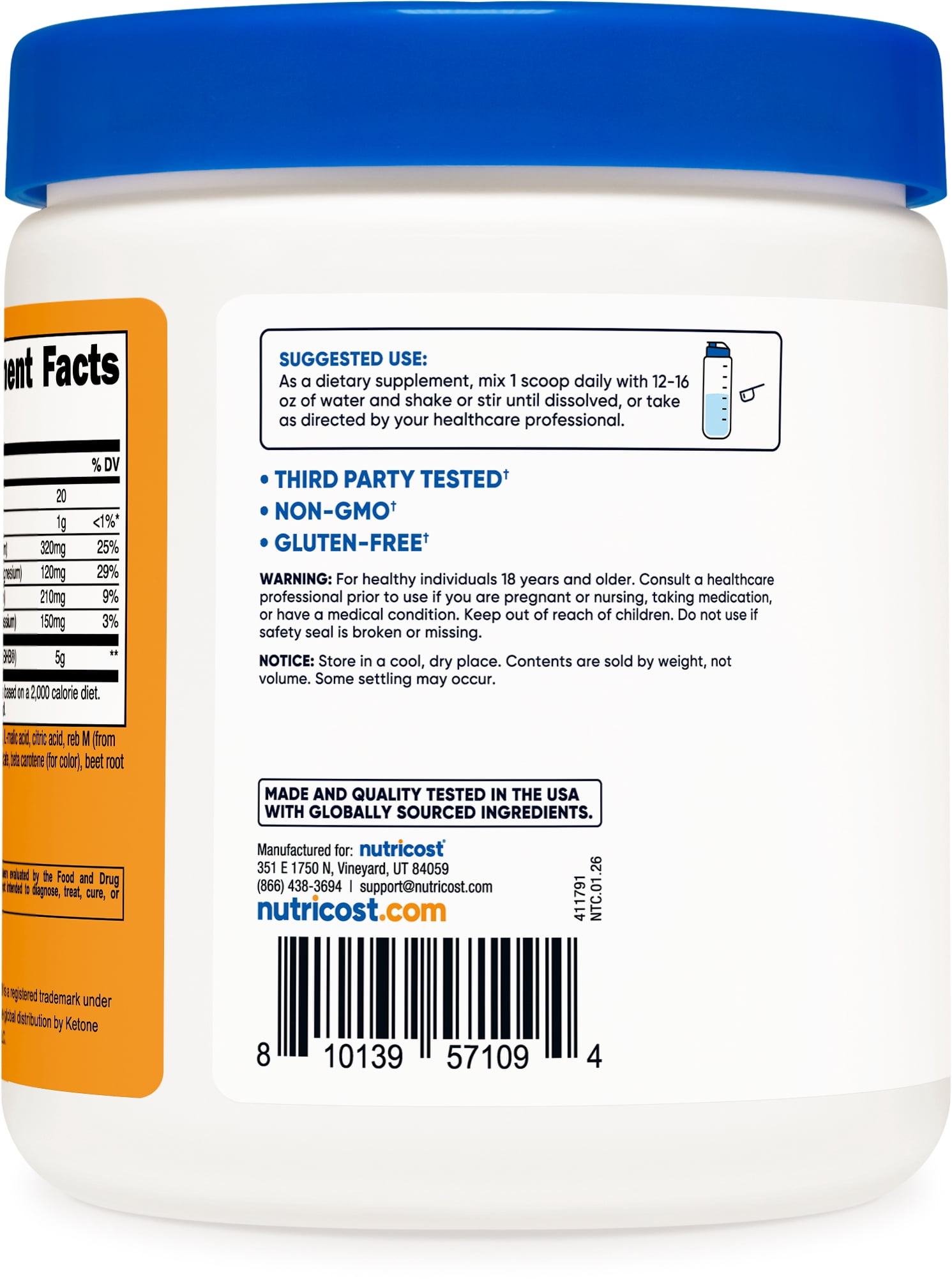 Nutricost BHB Salts Drink Mix (30 Servings, Peach Mango Flavored) (5G BHB Per Serving) - 0G Total Sugars, Vegetarian Product
