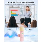 Carlikeit Pink Mini Wireless Lavalier Microphone for iPhone Android USB-C Devices, Clip-On Mic for Vlogging, Podcast, Interview & Social Media Recording with Noise Reduction