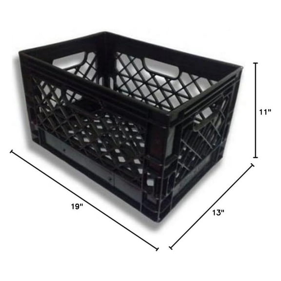 (3 Pack Black) Heavy Duty Rectangular Stackable Dairy Milk Crates - Save on shipping!!!!