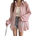 thumbnail image 2 of Mdesiwst Lapel Long Sleeve Transparent Sunscreen Shirt Single Breasted Solid Color Summer Ultrathin Chiffon Shawl Coat, 2 of 7
