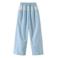 thumbnail image 4 of Sweatpants for Kids Girls Blue Sweat Pants Basic Kids Athletic Pants Wide Leg Sweatpants with Pocket Girls Size 6-7 Years Pants, 4 of 7