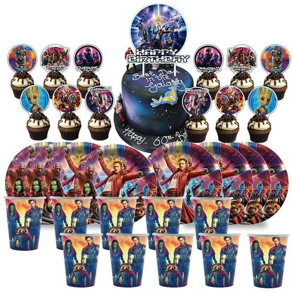 Guardians of the Galaxy Birthday Cups Party Supplies Plates Fans Decorations Cake Topper Decor
