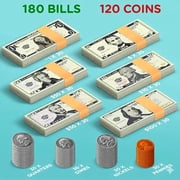 Play Money Set for Kids – Fake Money for Play and Learning – Kit Includes: Bills, Coins, Credit Card, and Checkbook