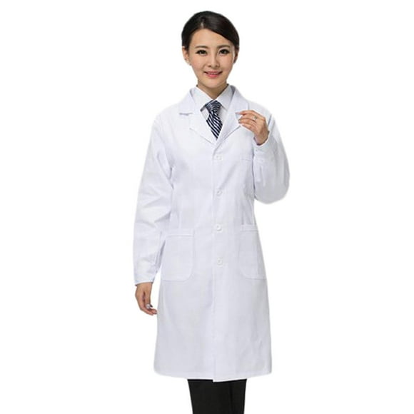 Women Long Sleeve White Scrubs Lab Coat Doctor Nurse Uniform XXL