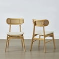thumbnail image 3 of Spruce & Spring Rattan-Back Upholstered Dining Chair with Wooden Frame Set of 2, Natural, 3 of 10