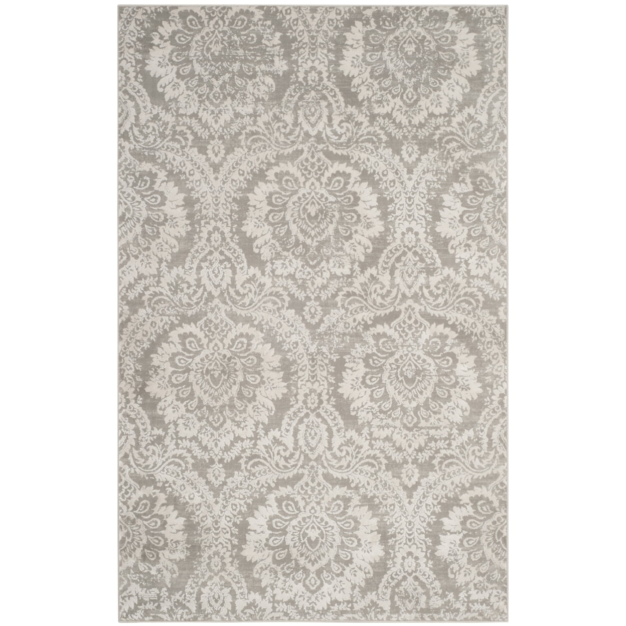 SAFAVIEH Princeton Carbrey Damask Area Rug, Grey/Beige, 9' x 12'