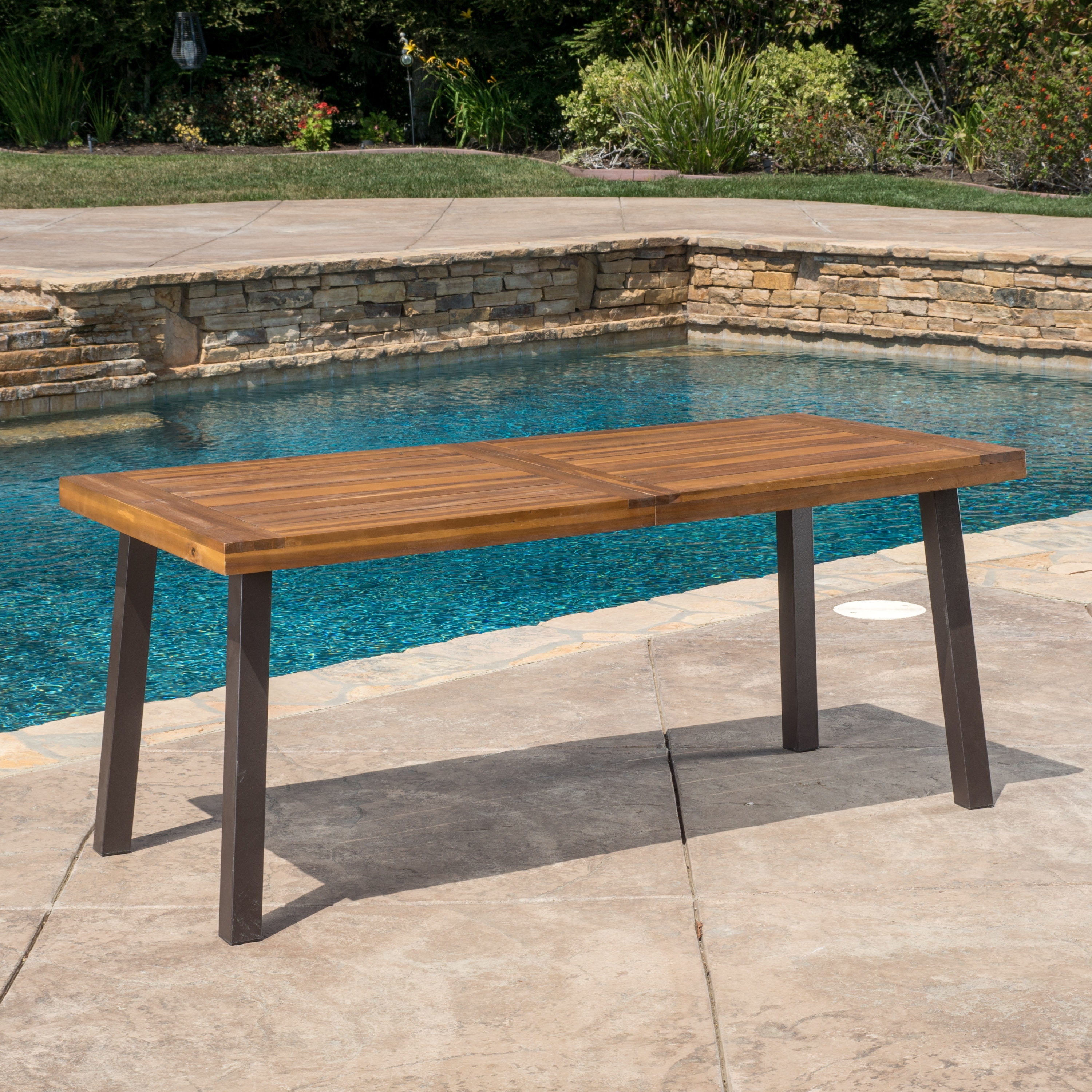 Acacia Wood Dining Table,Rectangular Wood Kitchen Table,32.25 in x 69 in x 27 in,Teak