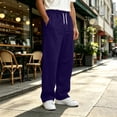 thumbnail image 7 of Wide Leg Sweatpants for Men Elastic Waist Drawstring Baggy Gym Pants Casual Fall Outfit Purple S, 7 of 7