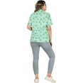 thumbnail image 4 of LA LEELA Women's Cotton Linen Effect Blouses Hawaiian Short Sleeve Shirt Button Down Casual Shirts For Women M Flamingo, Sea Green, 4 of 4