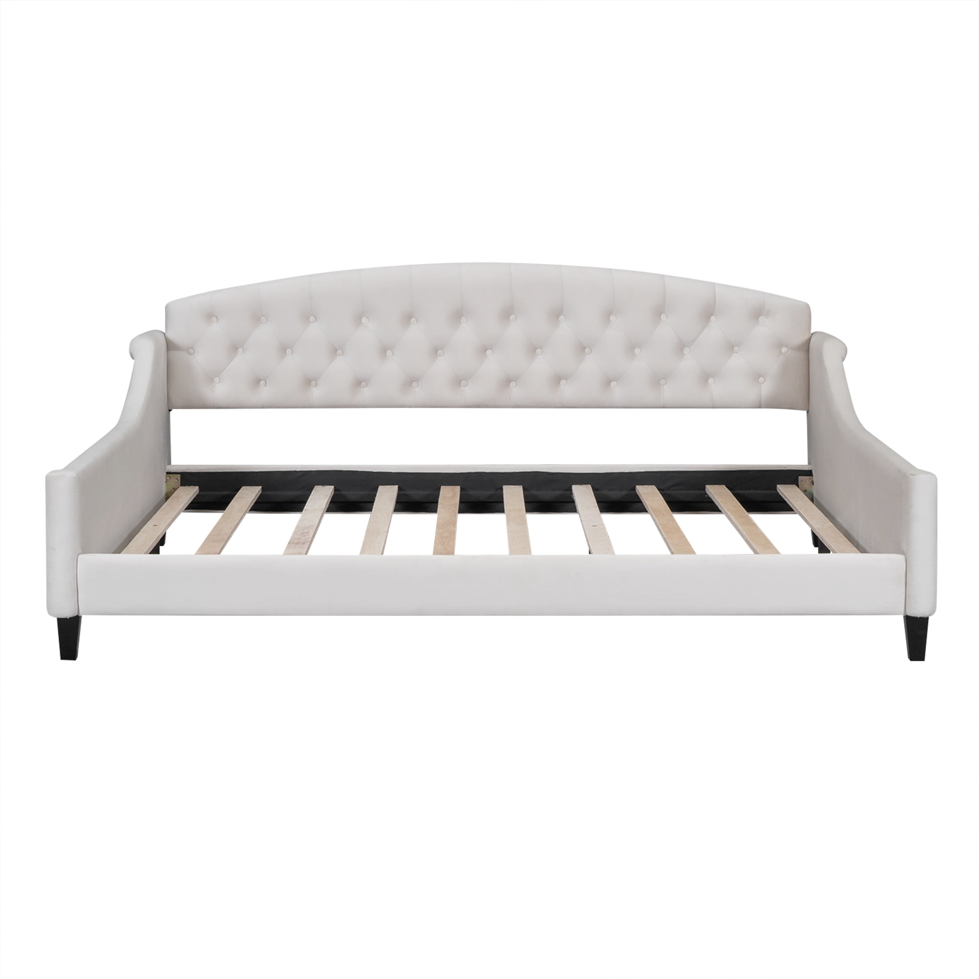 Euroco Upholstery Tufted Full size Tufted Button Daybed Beige