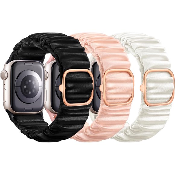 XiHAMA Scrunchie Bands Compatible with Apple Watch Bands Women 41mm 40mm 38mm 42mm 45mm 46mm, Stylish Stretchy Band Waterproof Elastic Solo Strap Wristband for iWatch SE Apple Watch Series10 9 876543