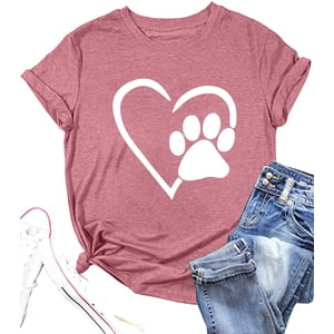 KimSoong Women's Paw Love Graphic T-Shirt