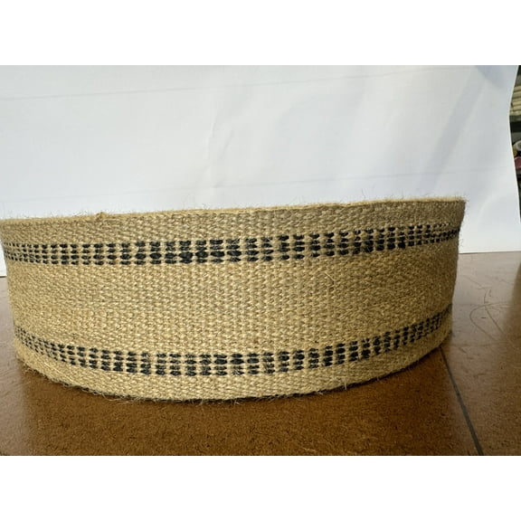 3.5 Inch x 5 Yards Natural Jute Webbing with Black Stripes: Ideal for Upholstery and Crafts