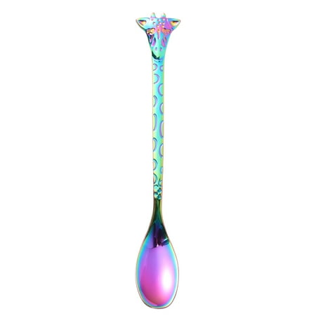 

Titanium-plated Giraffe Shape 304 Stainless Steel Cartoon Mini Stirring Spoon Dessert Spoon(Colorful)