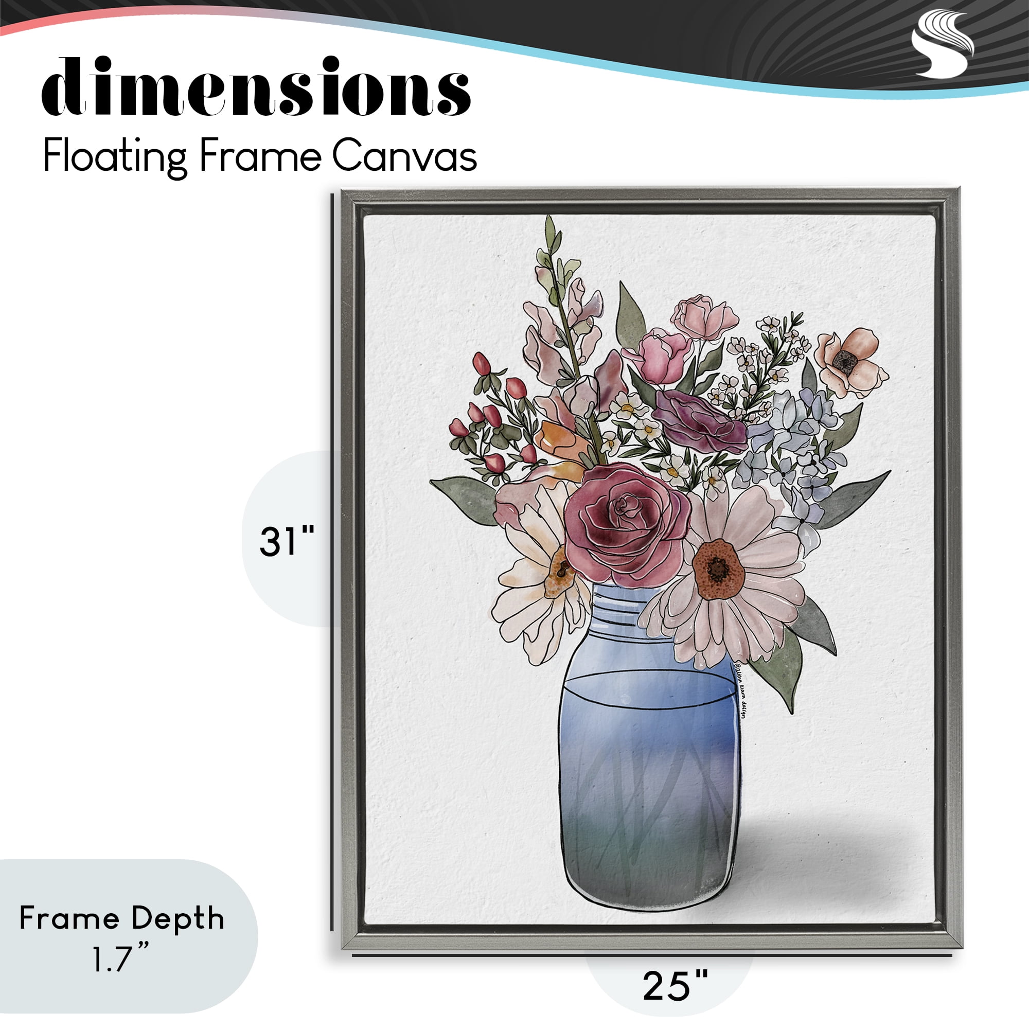 Stupell Industries Farmer's Market Vase Gray Framed Floater Canvas Wall Art, design by Alisha Kiara Design