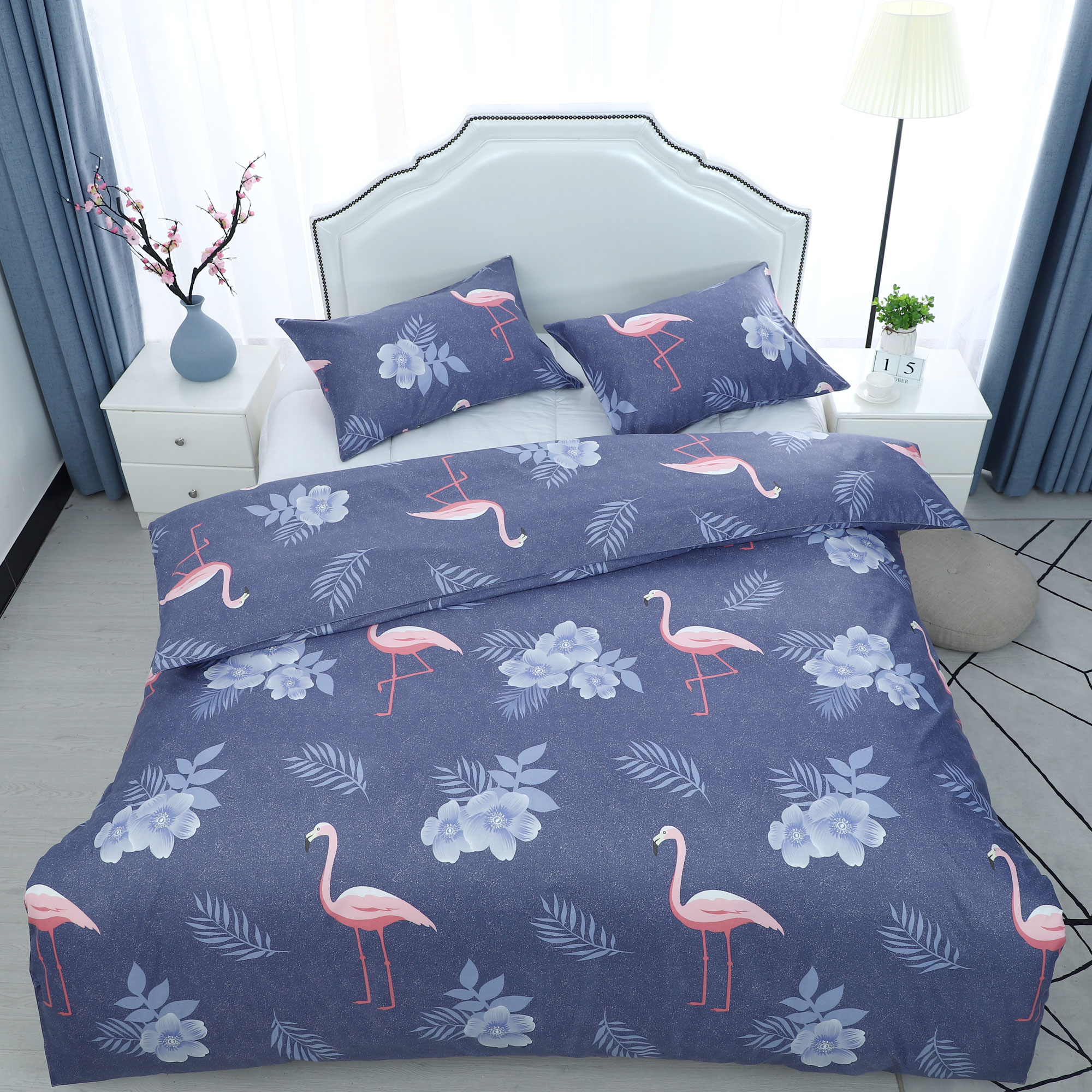 Unique Bargains 3pcs Duvet Cover Bed Set(1 Duvet Cover+2 Pillow Shams