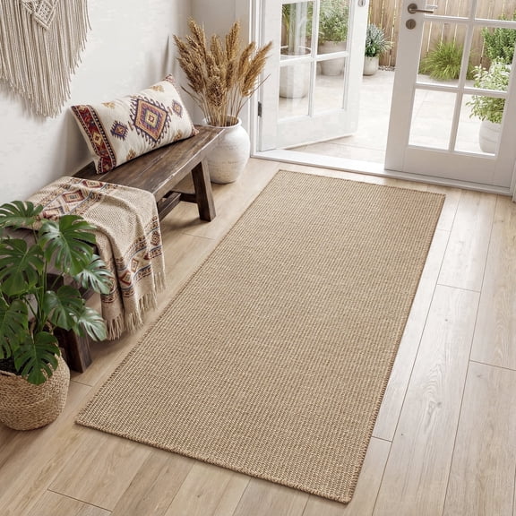 VUNATE Jute Door Mat Non Slip Front Door Mat 35"x59" Boho Welcome Mat Farmhouse Doormat for Entryway Laundry Indoor Floor Mat Natural Jute