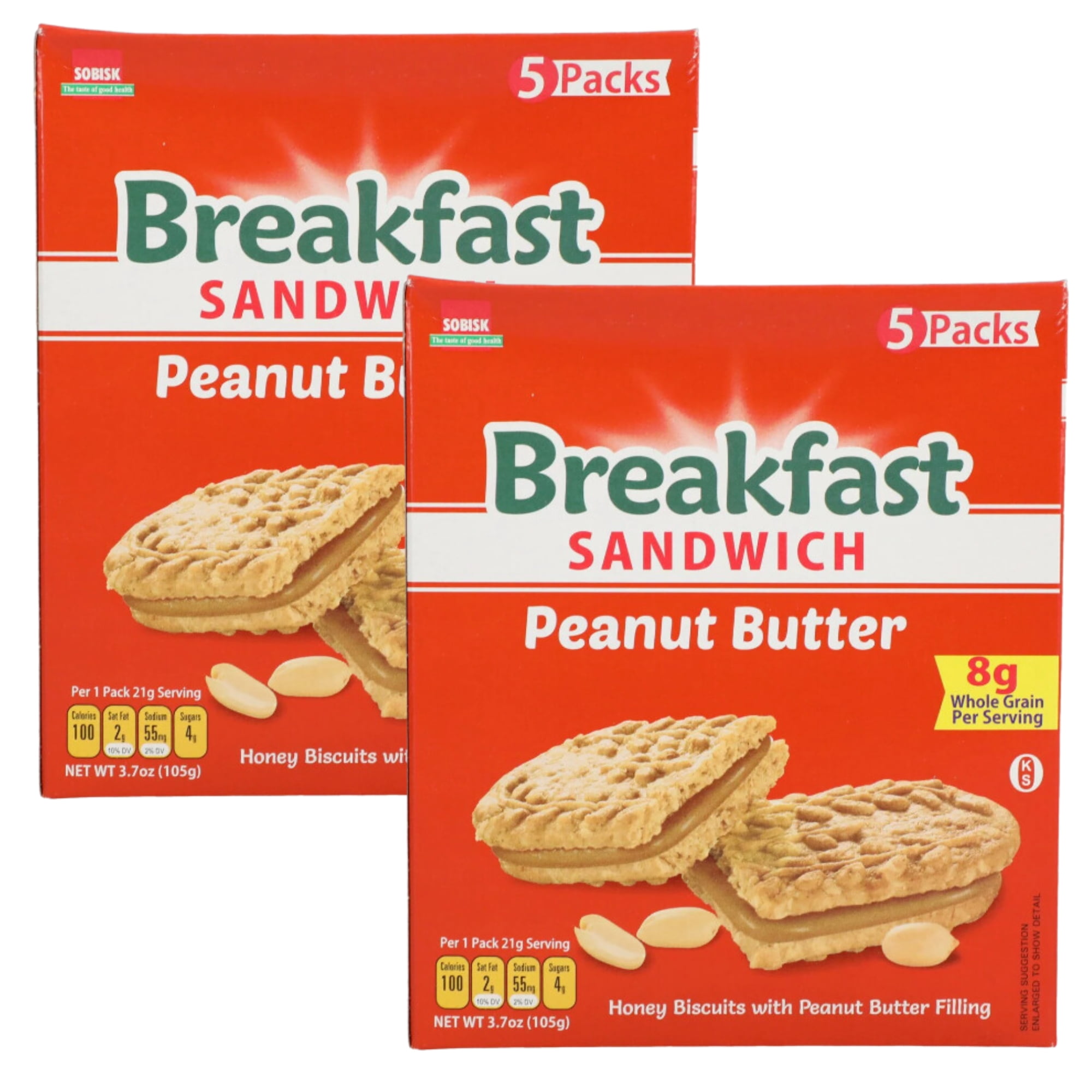 Sobisk Peanut Butter Breakfast Sandwich Good Source of Fiber with